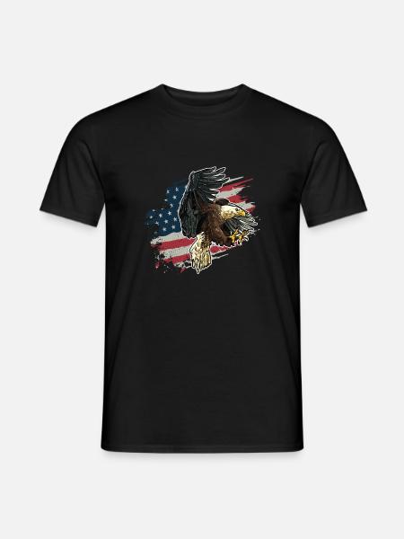 Patriotic USA Flag Bald Eagle - Men's T-Shirt - black