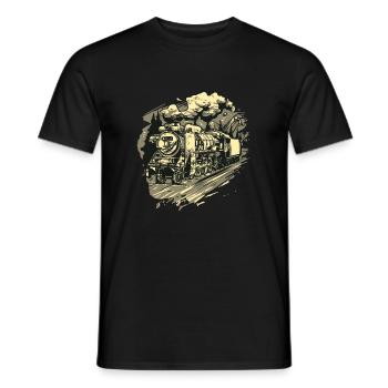 Eisenbahn Retro Zugfahrer Schaffner Lokomotive - Männer T-Shirt - Schwarz - Vorne - AI Model Male 178 light (178cm)