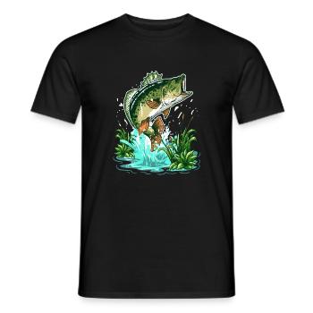 Bass Fisherman Large Mouth Bass Fishing - Men's T-Shirt - black - Front - AI Model Male 178 light (178cm)
