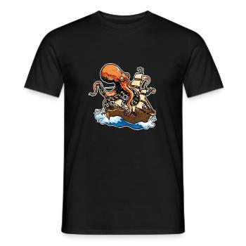 Kraken Oktopus Segelboot Kapitän Schiff Segeln - Männer T-Shirt - Schwarz - Vorne - AI Model Male 178 light (178cm)