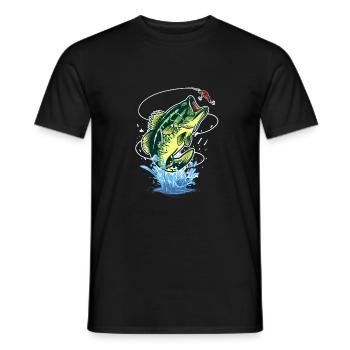 Bass Fishing Fisher Lures Bass Fish - Men's T-Shirt - black - Front - AI Model Male 178 light (178cm)