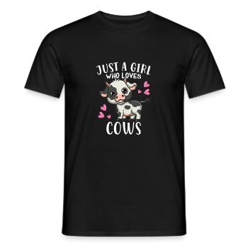 Funny Farmer Cow Lover Just A Girl Who Loves Cows - Men's T-Shirt - black - Front - AI Model Male 178 light (178cm)