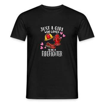 Firewoman Just A Girl Who Loves To Be Firefighter - Men's T-Shirt - black - Front - AI Model Male 178 light (178cm)