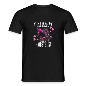Juste une fille qui aime être coiffeuse - T-shirt homme - noir - Devant - AI Model Male 178 light (178cm)