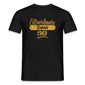 Extraordinaire Depuis 1969 | Cadeau Anniversaire - T-shirt homme - noir - Devant - AI Model Male 178 light (178cm)