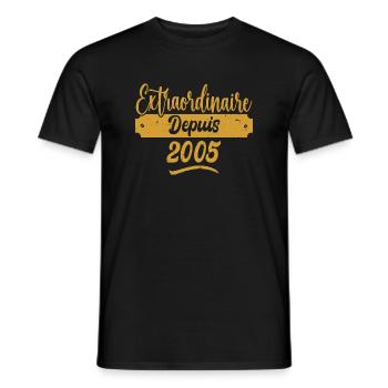 Extraordinaire Depuis 2005 | Cadeau Anniversaire - T-shirt homme - noir - Devant - AI Model Male 178 light (178cm)