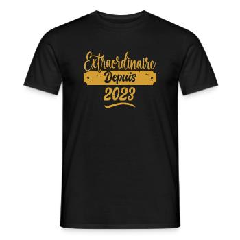 Extraordinaire Depuis 2023 | Cadeau Anniversaire - T-shirt homme - noir - Devant - AI Model Male 178 light (178cm)