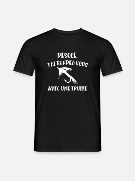 rendez-vous avec une truite - T-shirt homme - noir