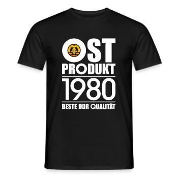 OSTPRODUKT 1980 DDR OSSI 46. GEBURTSTAG - Männer T-Shirt - Schwarz - Vorne - AI Model Male 178 light (178cm)