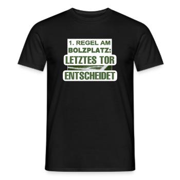 1. Regel am Bolzplatz: Letztes Tor entscheidet! - Männer T-Shirt - Schwarz - Vorne - AI Model Male 178 light (178cm)
