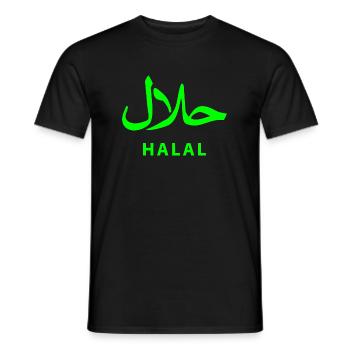 Halal حلال - Männer T-Shirt - Schwarz - Vorne - AI Model Male 178 light (178cm)