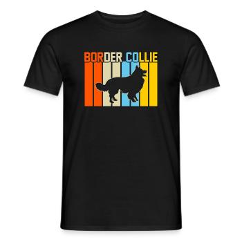 Border Collie Retro-Design Border Collie Geschenk - Männer T-Shirt - Schwarz - Vorne - AI Model Male 178 light (178cm)