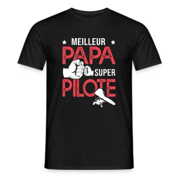 Cadeau papa meilleur papa pilote de delta plane - T-shirt homme - noir - Devant - AI Model Male 178 light (178cm)