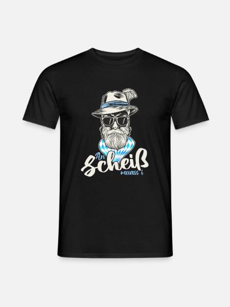 Volksfest Bayrisch Lustig An Scheiß muass i - Männer T-Shirt - Schwarz