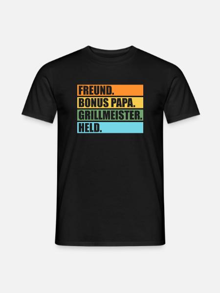 Grillmeister Bonus Papa Grill Meister Geschenk - Männer T-Shirt - Schwarz
