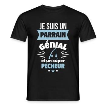 Parrain génial et super pêcheur Pêche Pêcheur - T-shirt homme - noir - Devant - AI Model Male 178 light (178cm)