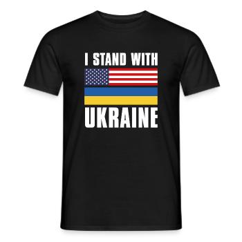 Ich stehe mit der Ukraine USA - Männer T-Shirt - Schwarz - Vorne - AI Model Male 178 light (178cm)