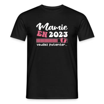 Mamie en 2023 | Cadeau future mamie 2023 Cadeau - T-shirt homme - noir - Devant - AI Model Male 178 light (178cm)
