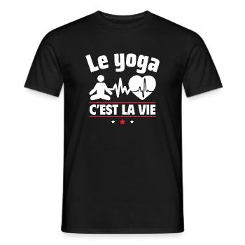 le yoga c est la vie,Yoga,Yogi,Sport - T-shirt homme - noir - Devant - AI Model Male 178 light (178cm)
