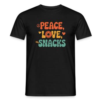 Peace Love Snacks Funny Retro Vibes Design - T-shirt homme - noir - Devant - AI Model Male 178 light (178cm)