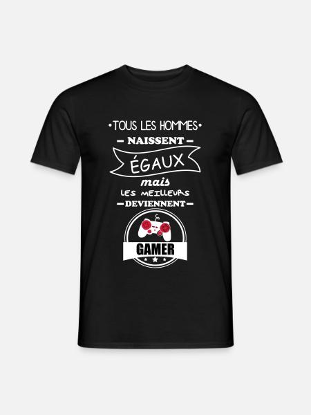 hommes gamer, cadeau gaming, geek, nerd - T-shirt homme - noir