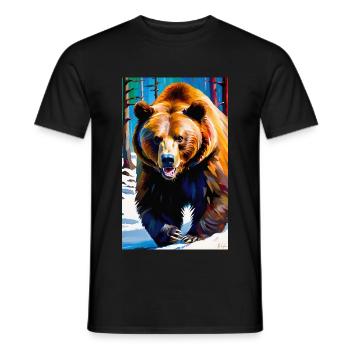 Ours | Ours brun | Grizzli | Animaux - T-shirt homme - noir - Devant - AI Model Male 178 light (178cm)
