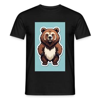 Bear | Brown Bear | Grizzly Bear | Animals | Children's motif - Men's T-Shirt - black - Front - AI Model Male 178 light (178cm)