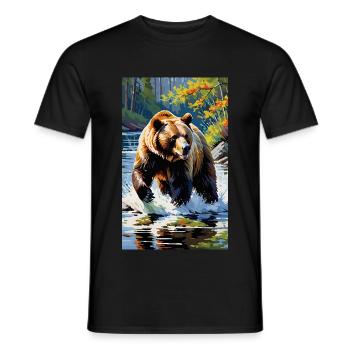 Bear | Brown Bear | Grizzly Bear | Animals - Men's T-Shirt - black - Front - AI Model Male 178 light (178cm)