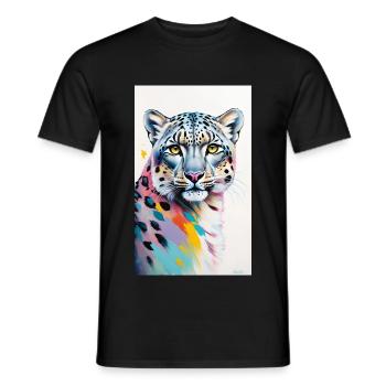 Schneeleopard | Leopard | Raubtier - Männer T-Shirt - Schwarz - Vorne - AI Model Male 178 light (178cm)