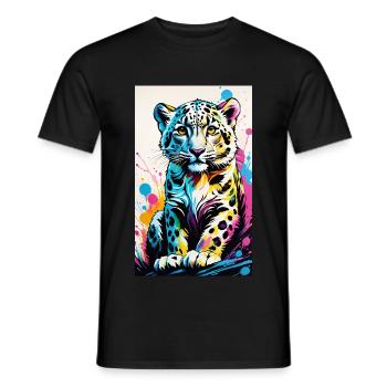 Léopard des neiges | Léopard | Prédateur - T-shirt homme - noir - Devant - AI Model Male 178 light (178cm)