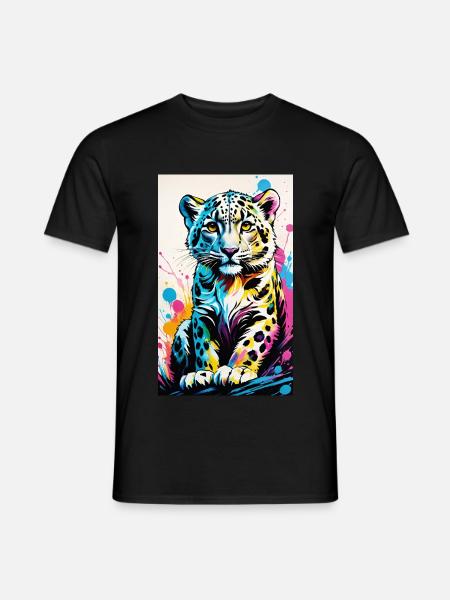 Schneeleopard | Leopard | Raubtier - Männer T-Shirt - Schwarz