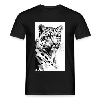 Schneeleopard | Leopard | Raubtier - Männer T-Shirt - Schwarz - Vorne - AI Model Male 178 light (178cm)