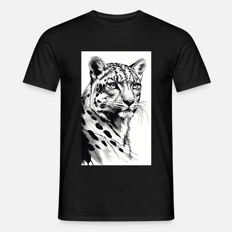 Schneeleopard | Leopard | Raubtier - Männer T-Shirt - Schwarz