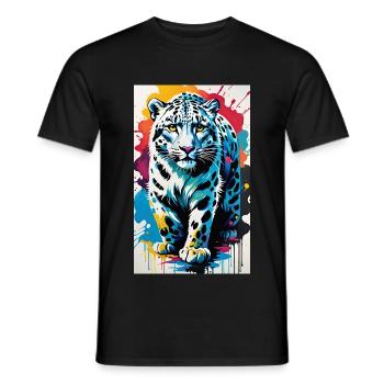 Léopard des neiges | Léopard | Prédateur - T-shirt homme - noir - Devant - AI Model Male 178 light (178cm)