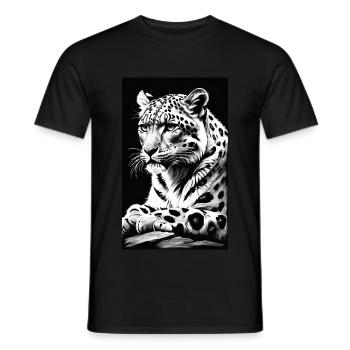 Léopard des neiges | Léopard | Prédateur - T-shirt homme - noir - Devant - AI Model Male 178 light (178cm)