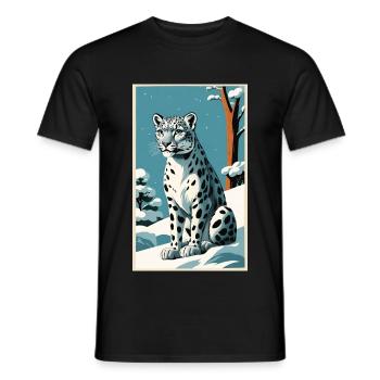 Léopard des neiges | Léopard | Prédateur - T-shirt homme - noir - Devant - AI Model Male 178 light (178cm)