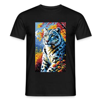 Léopard des neiges | Léopard | Prédateur - T-shirt homme - noir - Devant - AI Model Male 178 light (178cm)
