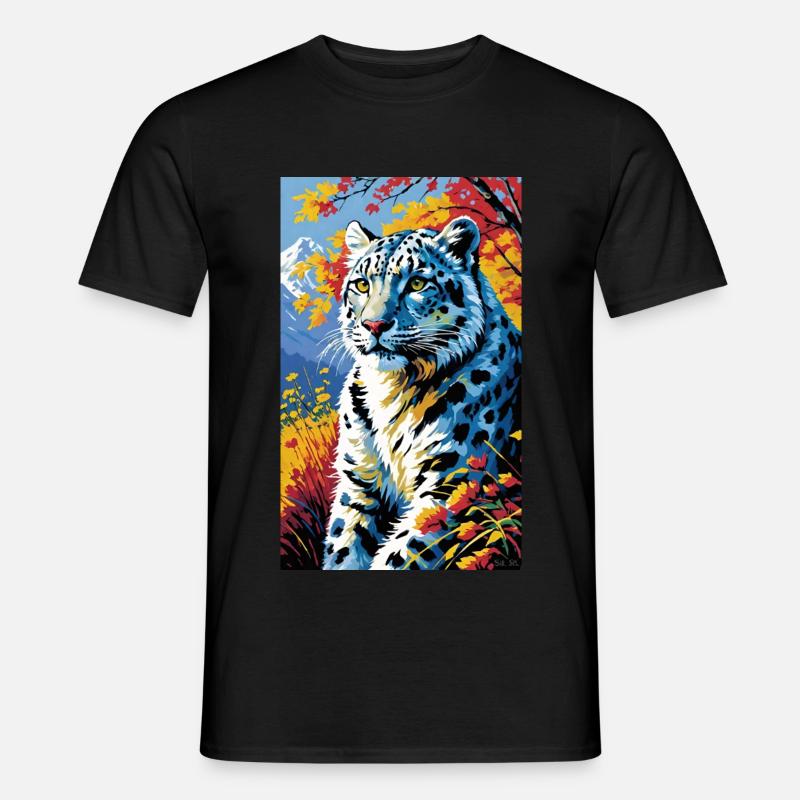 Léopard des neiges | Léopard | Prédateur - T-shirt homme - noir