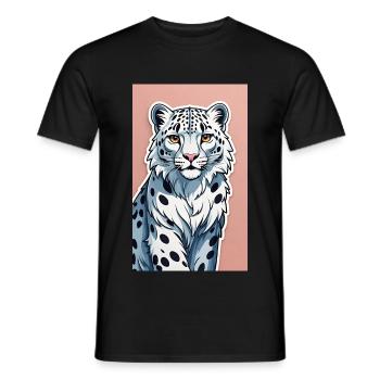 Léopard des neiges | Léopard | Prédateur - T-shirt homme - noir - Devant - AI Model Male 178 light (178cm)