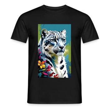 Léopard des neiges | Léopard | Prédateur - T-shirt homme - noir - Devant - AI Model Male 178 light (178cm)