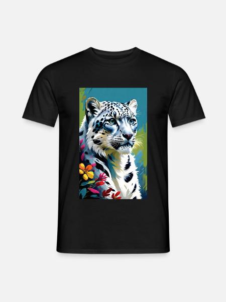 Schneeleopard | Leopard | Raubtier - Männer T-Shirt - Schwarz