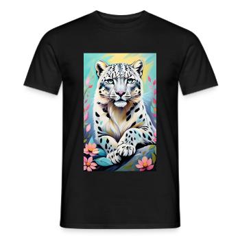 Léopard des neiges | Léopard | Prédateur - T-shirt homme - noir - Devant - AI Model Male 178 light (178cm)