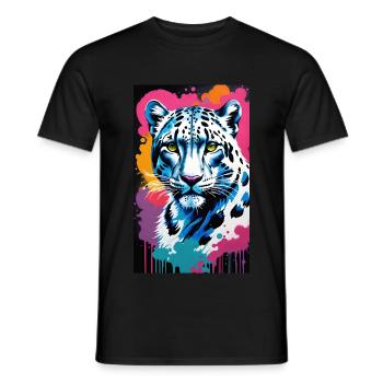 Léopard des neiges | Léopard | Prédateur - T-shirt homme - noir - Devant - AI Model Male 178 light (178cm)