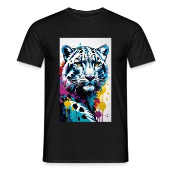 Léopard des neiges | Léopard | Prédateur - T-shirt homme - noir - Devant - AI Model Male 178 light (178cm)