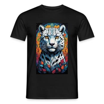 Léopard des neiges | Léopard | Prédateur - T-shirt homme - noir - Devant - AI Model Male 178 light (178cm)