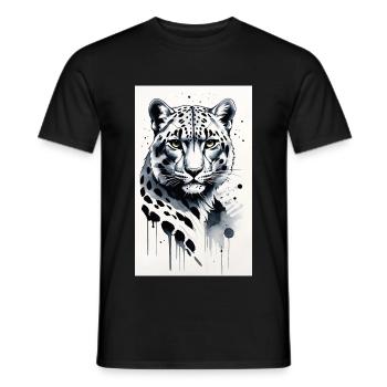 Léopard des neiges | Léopard | Prédateur - T-shirt homme - noir - Devant - AI Model Male 178 light (178cm)