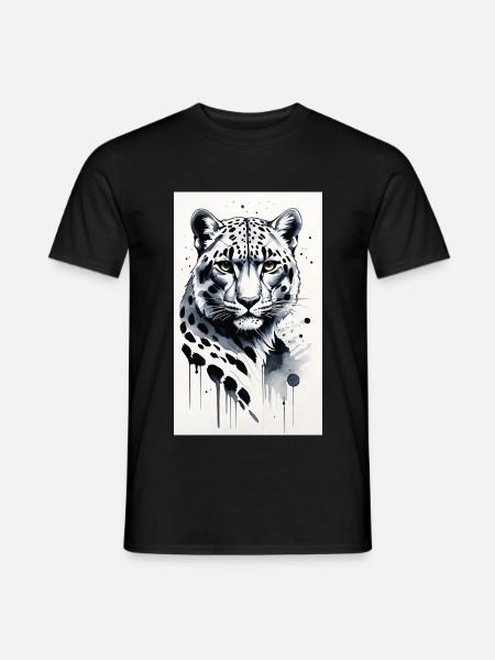 Schneeleopard | Leopard | Raubtier - Männer T-Shirt - Schwarz