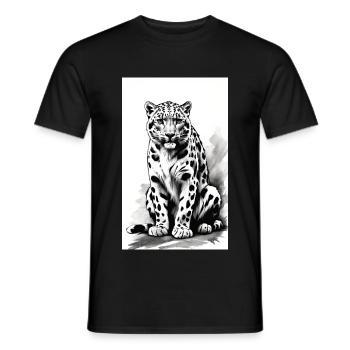 Léopard des neiges | Léopard | Prédateur - T-shirt homme - noir - Devant - AI Model Male 178 light (178cm)