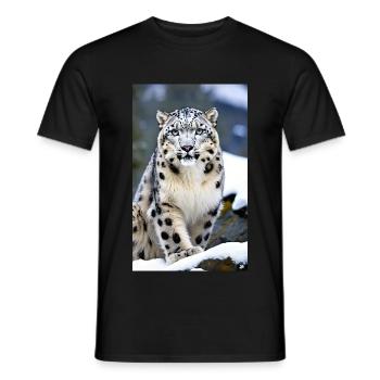 Léopard des neiges | Léopard | Prédateur - T-shirt homme - noir - Devant - AI Model Male 178 light (178cm)