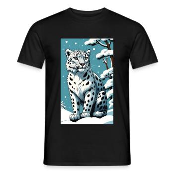 Schneeleopard | Leopard | Raubtier - Männer T-Shirt - Schwarz - Vorne - AI Model Male 178 light (178cm)